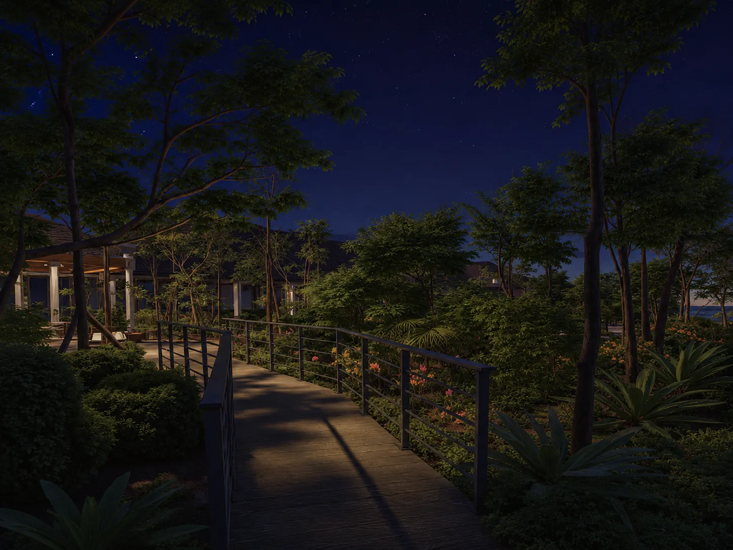Pathway lighting rhythm at the project